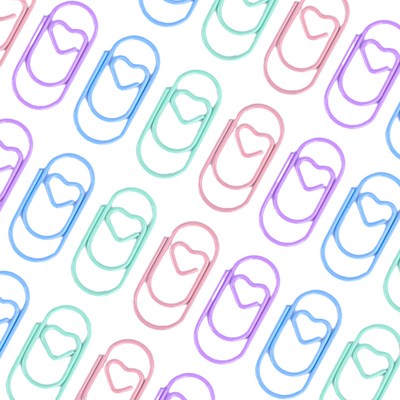 Creative New Heart-Shaped Paper Clips in Macaron Colors, Metal Irregular Paper Clips, Cute Cartoon Paper Clips, Bookmark Design