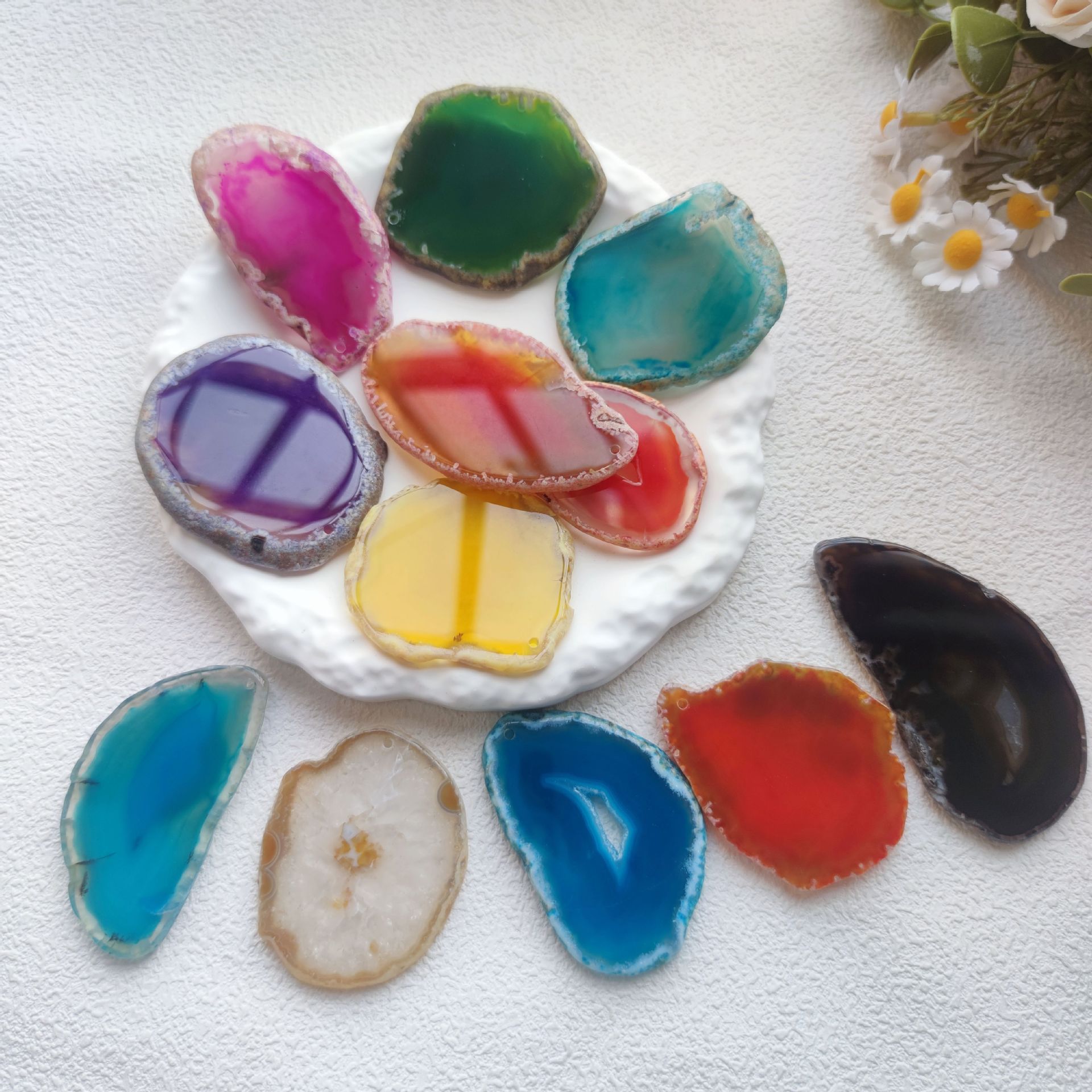 Natural crystal agate landscape pendant sweater chain pendant diy accessories color wind chime explosive cross-border