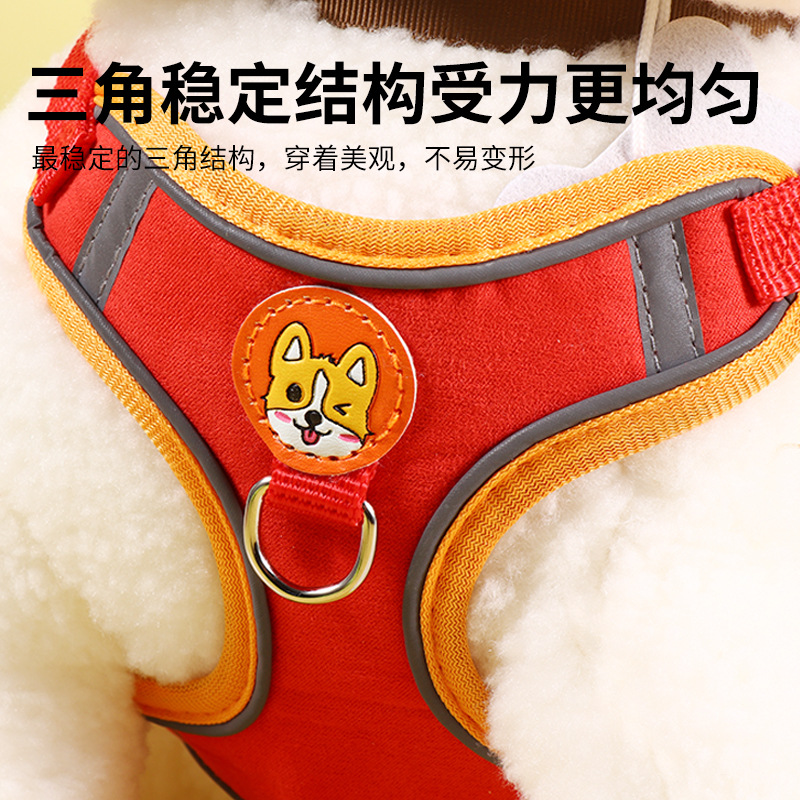 Suede Pet Chest Strap Reflective Chest Back Cat Reflective Traction New Vest Pet Chest Strap