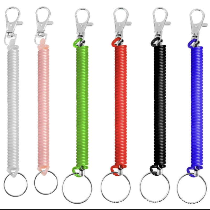 Брелок с пружинным зажимом, прозрачный, анти-утерянный шнурок