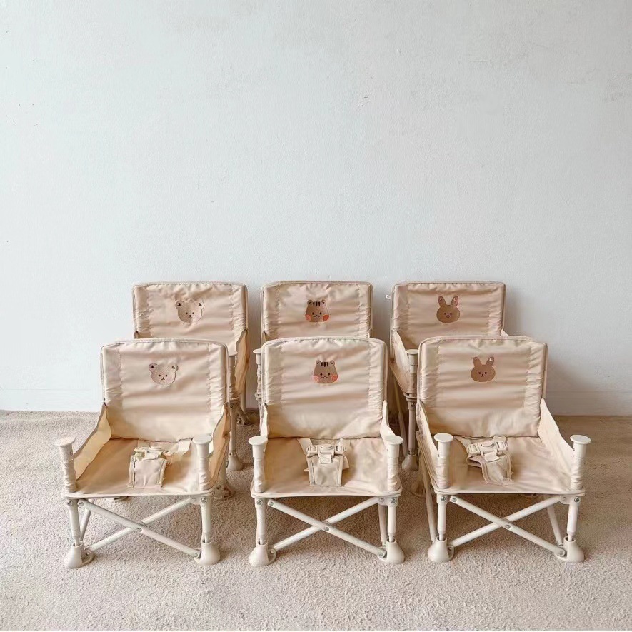 Ins New Large Korean Style Embroidered Bear Kidsren's Dining Chair Baby Chair Kidsren's Beach Chair Multi-Functional Baby Chair