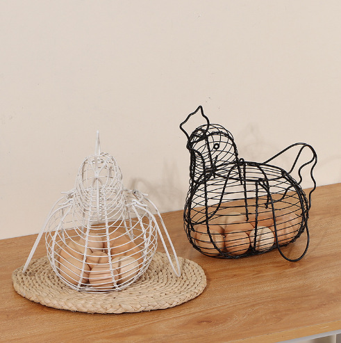 Household egg container hollow basket iron simple storage basket household kitchen living room egg cage storage rack