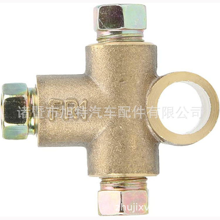 Tubing brass Tee F type M10 * 1 threaded tubing fittings Car Brake Tee, 3-Way 10mm