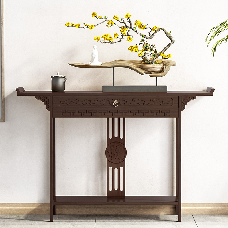 New Chinoiserie Entrance Cabinet, Entrance Table, Entryway Strip Table, Narrow Table, Table, Wall-Mounted Accessible Luxury Storage Rack, Simple