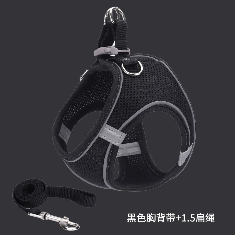 Cross-Border Summer New Dog Mesh Harness Vest Style Dog Harness Leash Pet Harness Dog Walking Leash