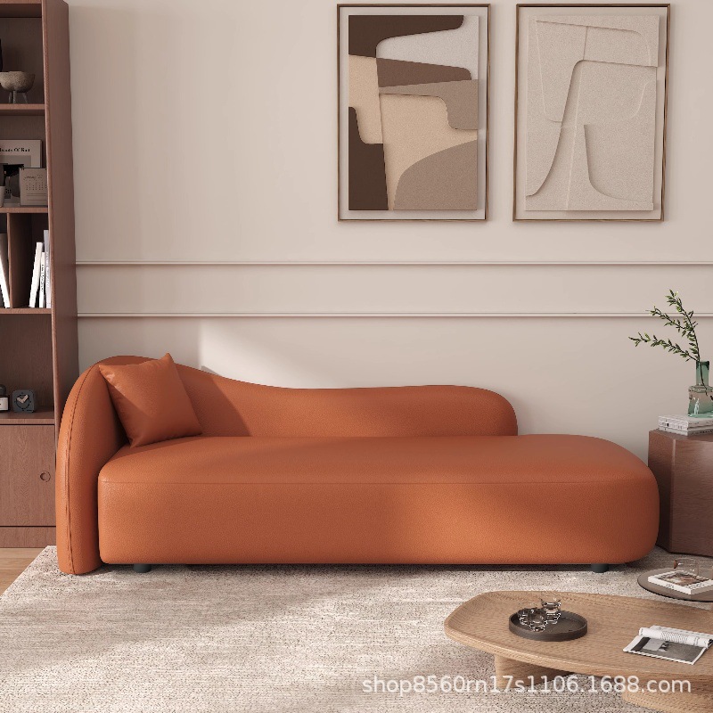 Light Luxury Cream Style Curved Sofa Chair Bedroom Small Apartment Living Room Lazy Chaise Lounge Bed B&B Hotel Leisure Lounge Chair