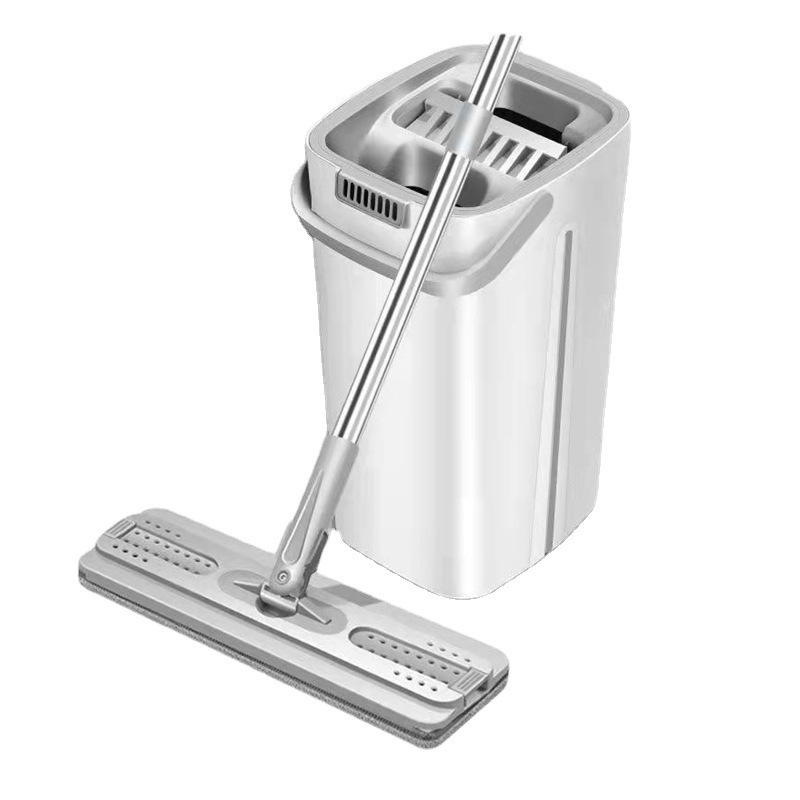 Household Mop Hand-free Scraping Flat Mop Bucket Dry and Wet Separation Lazy Man Mopping Artifact Clean White