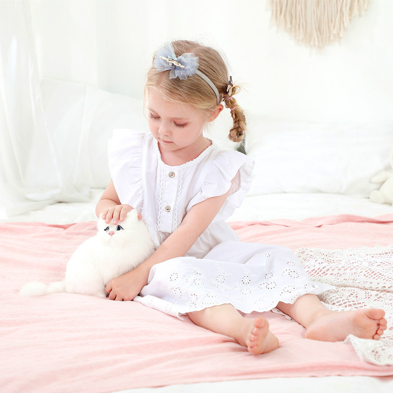 летнее платье для девочек с рюшами из чистого хлопка