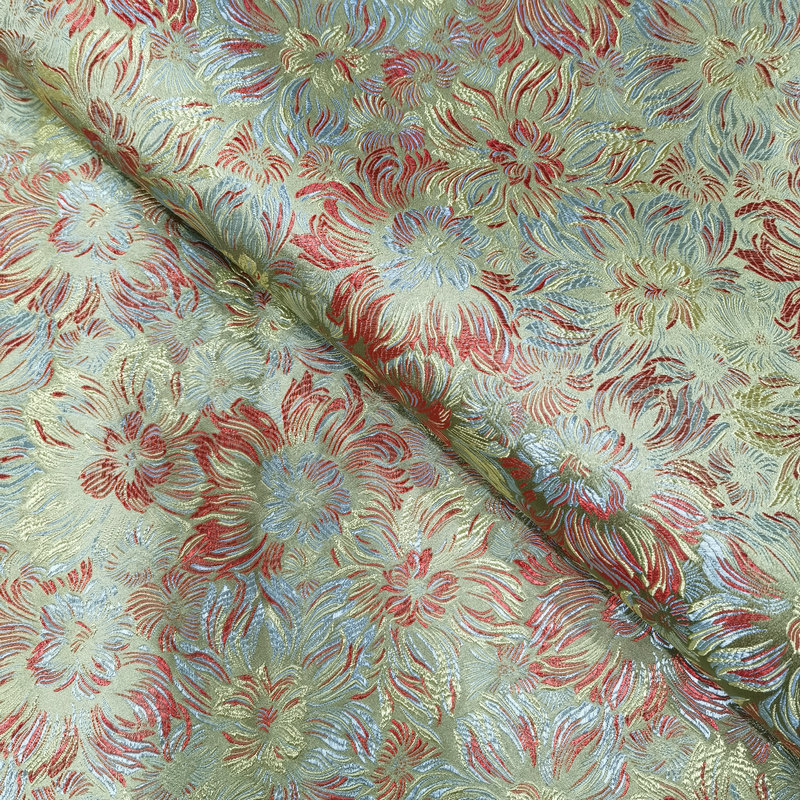 Brocade and Satin Triple Chrysanthemum Quilt Retro Cheongsam Cotton-padded Jacket Fabric Imitation Three-Five Pattern Tang Suit Chinese Style Jacquard Fabric
