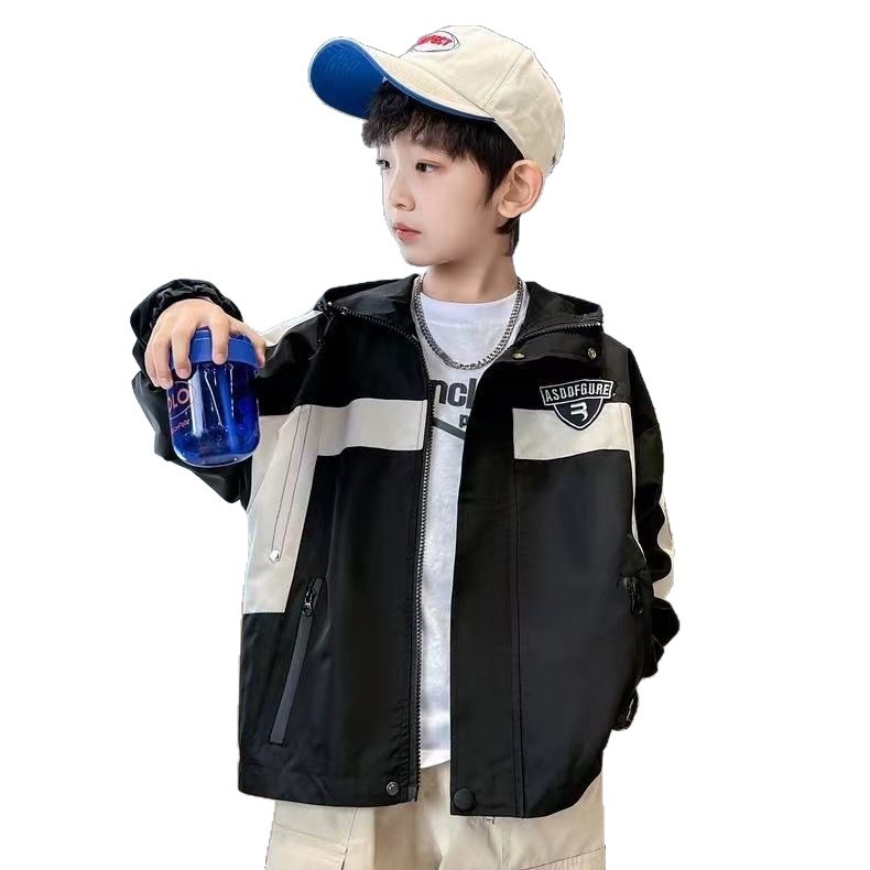 Boys' Outwears Spring & Fall 2025 New Kidsren's Spring Clothes for Older Kidsren Cool and Handsome Windbreaker Boys Spring Jacket