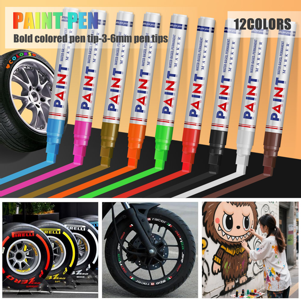 6mm Large-Head Paint Pen Sheet Metal Touch-Up Paint Pen Oil-Based Pen Washable Non-Erasable Large-Capacity Paint Pen