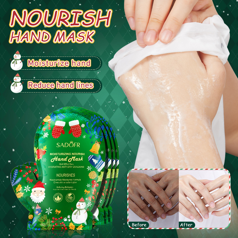 Full English Sadoer Christmas Niacinamide Nourishing, Tender and Exfoliating Foot Mask and Hand Mask Cross-Border Foreign Trade Wholesale