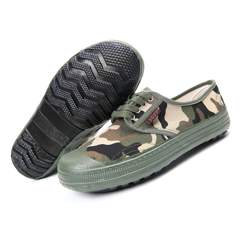 Genuine 3537 Jiefang Shoes for Men, Wear-resistant Construction Site Labor Rubber Shoes, Breathable Canvas Training Shoes, Women's Low-top Military Training Shoes