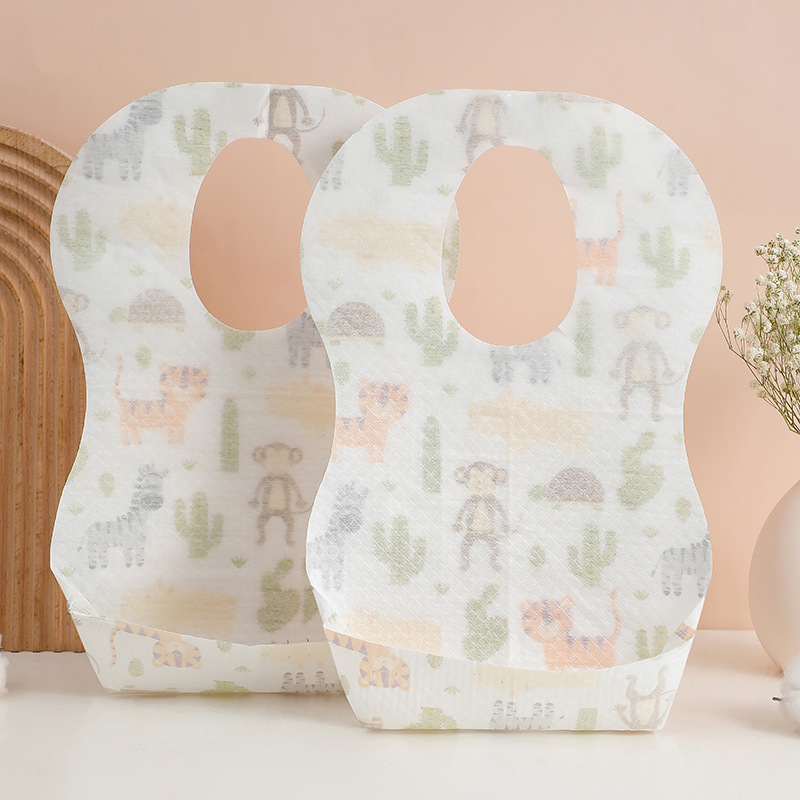 Mu Chun Disposable Bibs Baby Independent Disposable Rice Pockets Baby Bibs Non-Woven Saliva Napkins Wholesale in Stock
