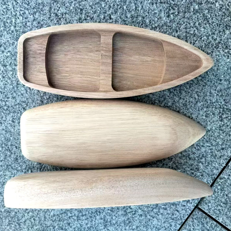 Wooden Can Float in a Long-Term Water Wooden Canoe Fish Tank Fish Pond Wooden Toy Small Canoe Boat