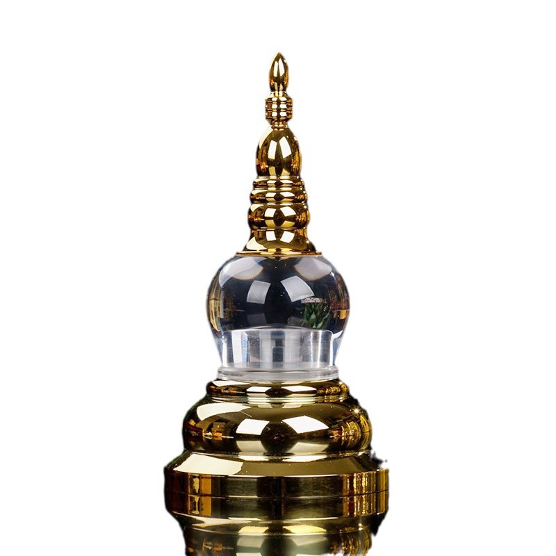 E-Type Gold-Plated Acrylic Stupa Treasure Vase Pagoda Bodhi Tower Buddhist Hall Yellow Lotus Transparent Display