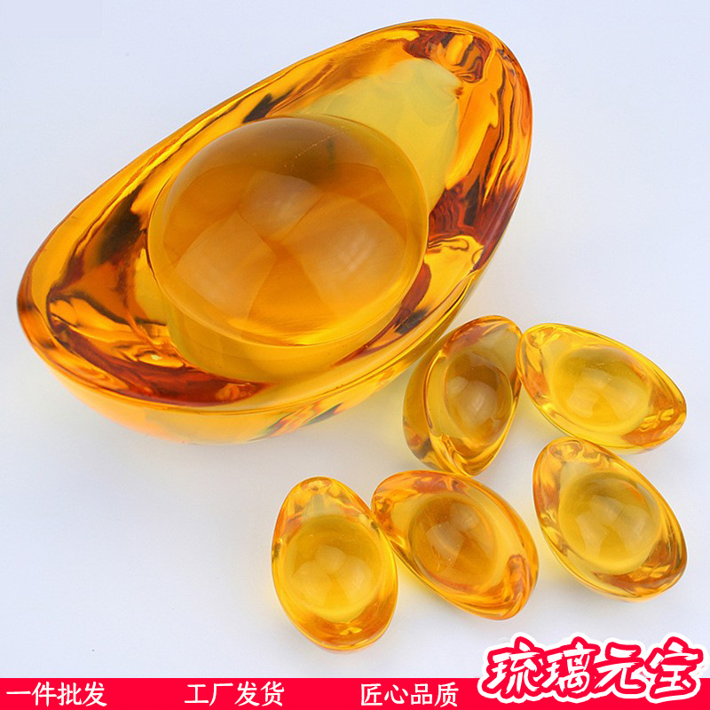 Стеклянные золотые слитки, украшения, рисовая банка, рог изобилия с слитком для привлечения богатства, маленькие подарки, украшения для дома, цитриновый слиток