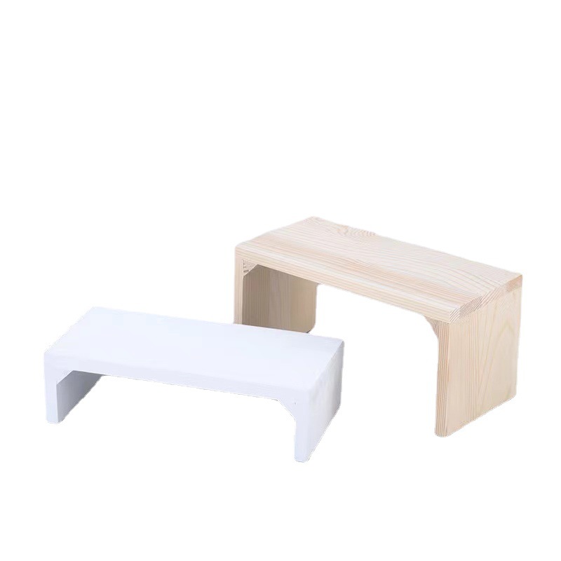 Wooden mini wide bench storage rack wedding birthday party paper cup storage rack Mori cake dessert table decoration