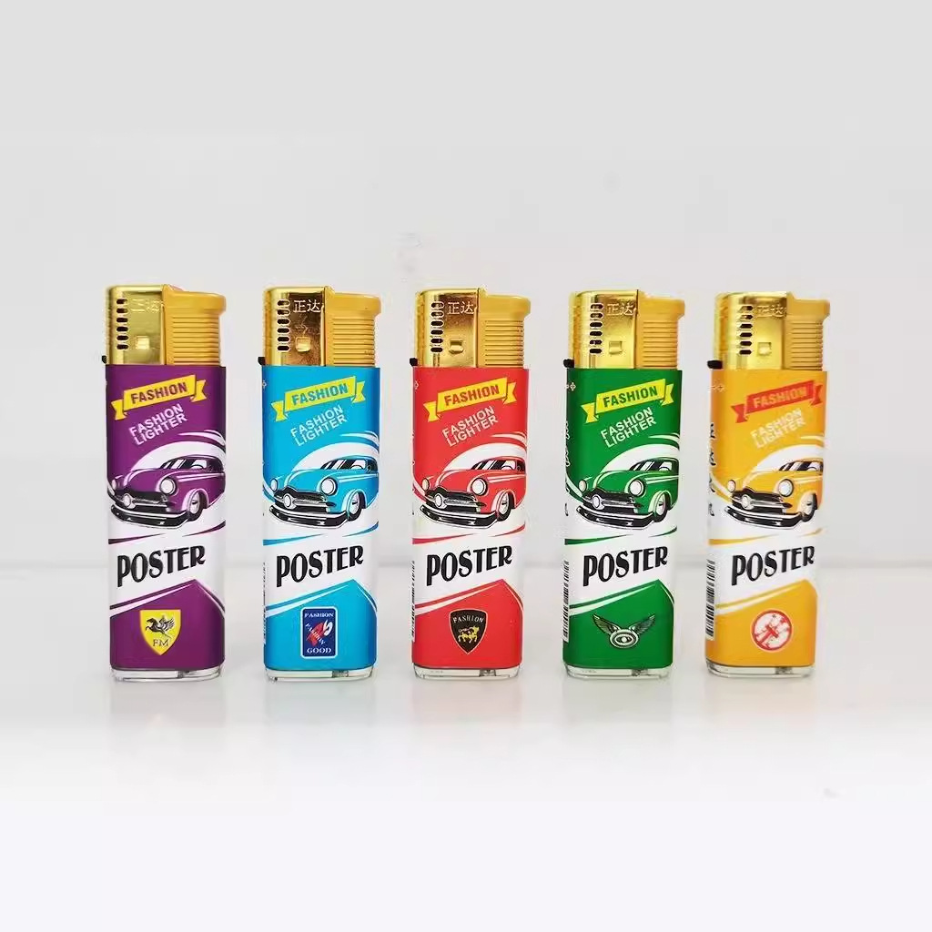 Source manufacturers wholesale Zhengda 208 blue flame straight machine disposable windproof lighter inflatable