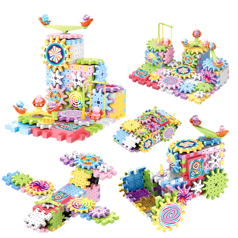 Variety Electric building blocks paradise gear rotating toy splicing large particle puzzle suit men and women 3-6 years old assembling