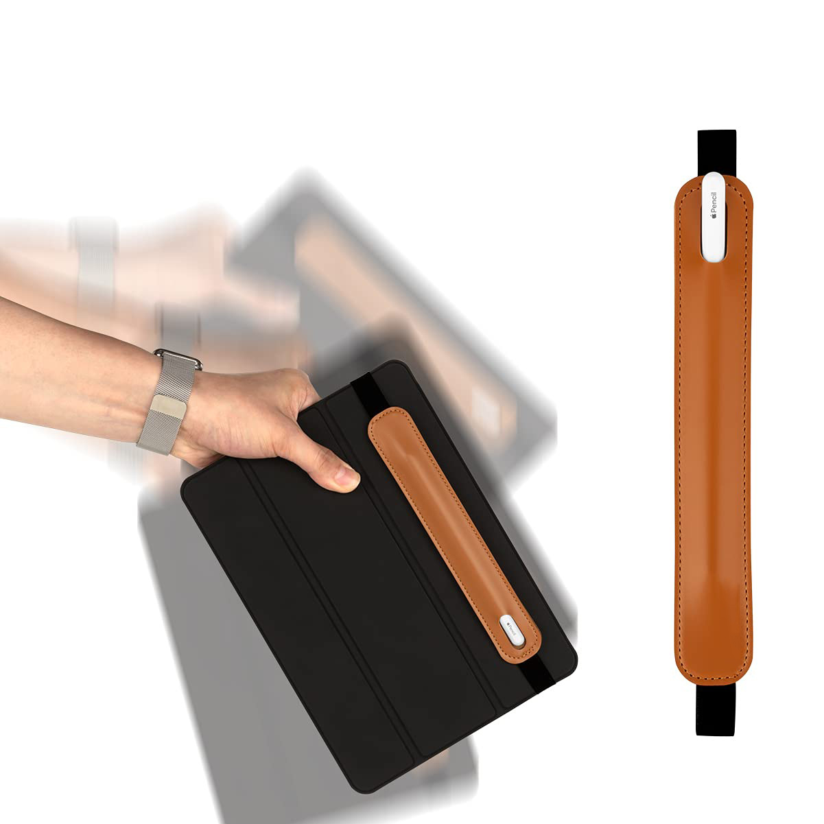 Cross-Border Spot Pu Leather Pen Case Elastic Elastic Band Tablet Pencil Case Pen Insert Capacitive Touch Screen Pen Storage Leather Case