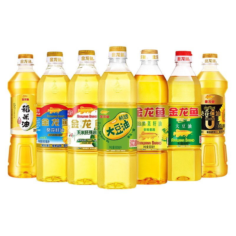 Golden Dragon fish refined grade I soybean oil 900ml small bottle salad oil cooking oil full box for home