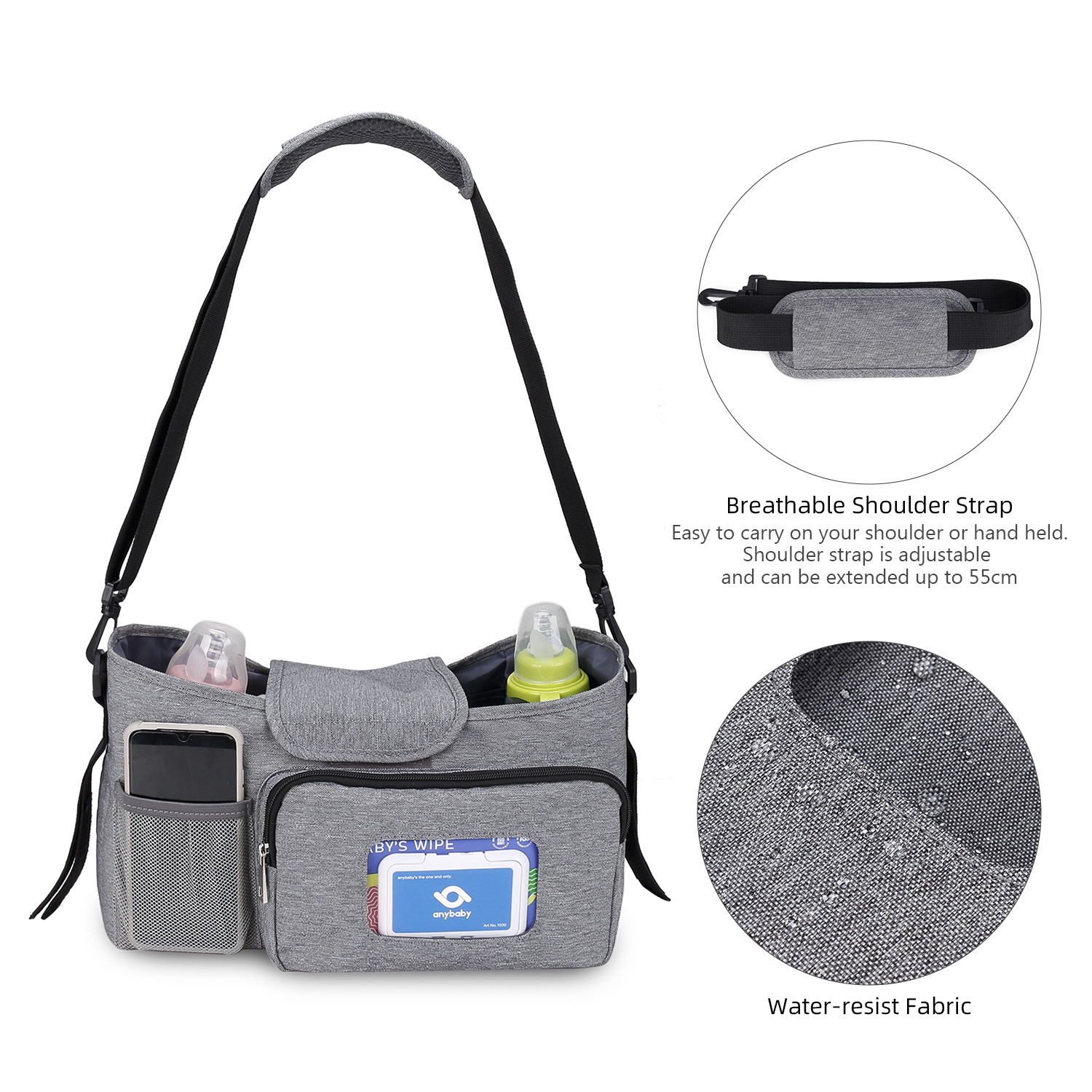 Baby stroller bag mother and baby travel outdoor stroller storage bag single shoulder mommy bag wet wipes function heat preservation