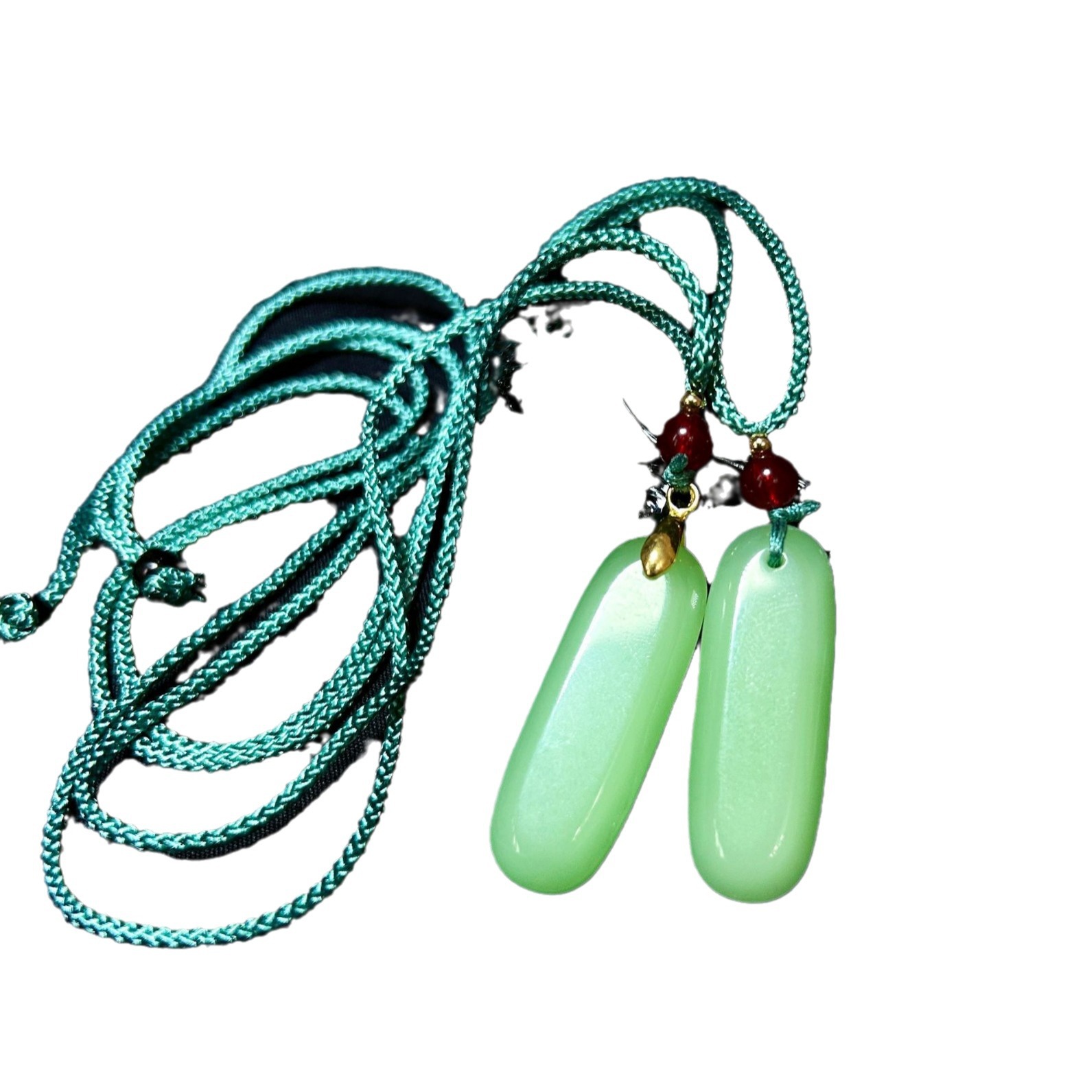 Natural Hetian Jade Pendant Small Green Strip Peace Amulet Necklace Live Streaming Promotion National Style Pendant