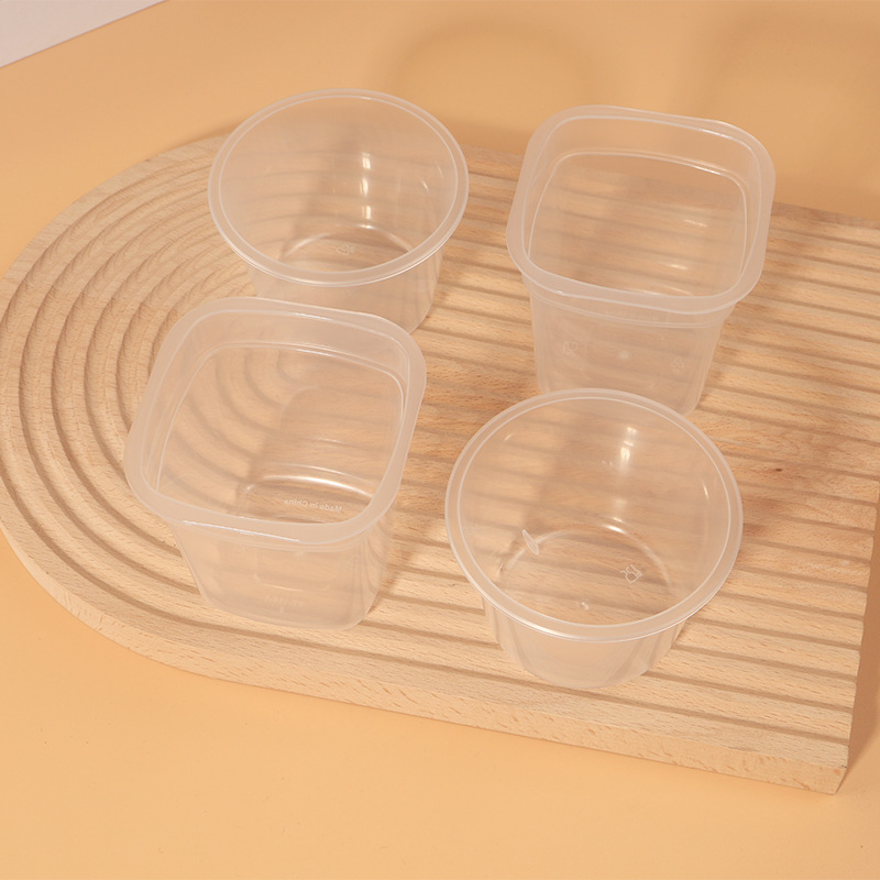 Wholesale Packaging Box Pudding Cup Double Skin Milk Disposable Jelly Coconut Yogurt with Lid Spoon Mousse Dessert Plastic Box