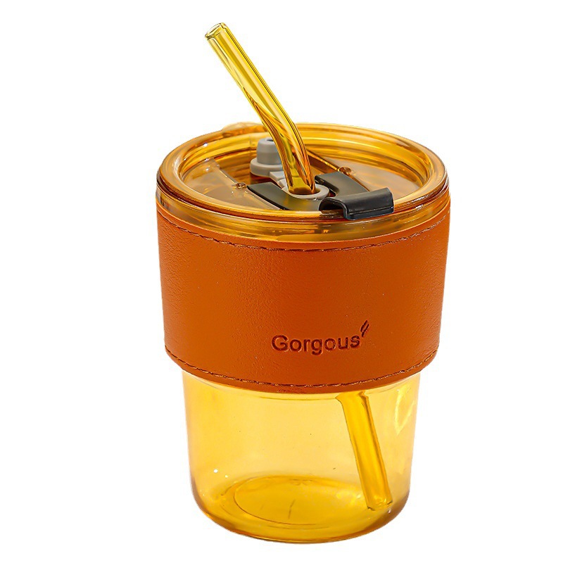 Trendy Gift Cup with High Aesthetic Bamboo Design, Straw, Promotional Cup, Portable Office Souvenir Cup