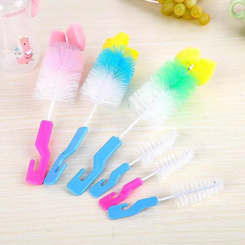 Factory wholesale baby bottle brush cup brush suit household cleaning upright nylon bottle brush two pieces