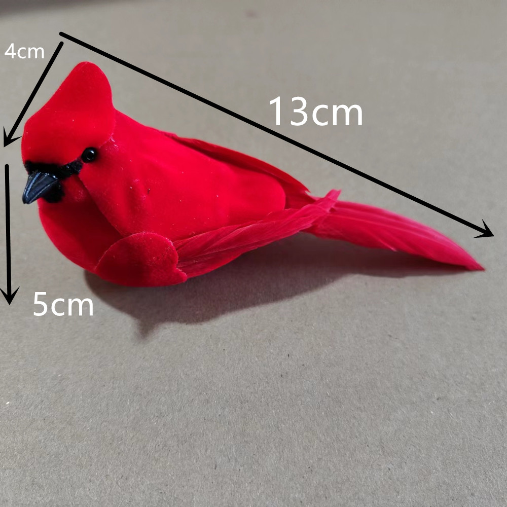 13 см перо красной птицы, искусственная птица, рождественское украшение, рождественская ёлка, стиль зажима красной птицы