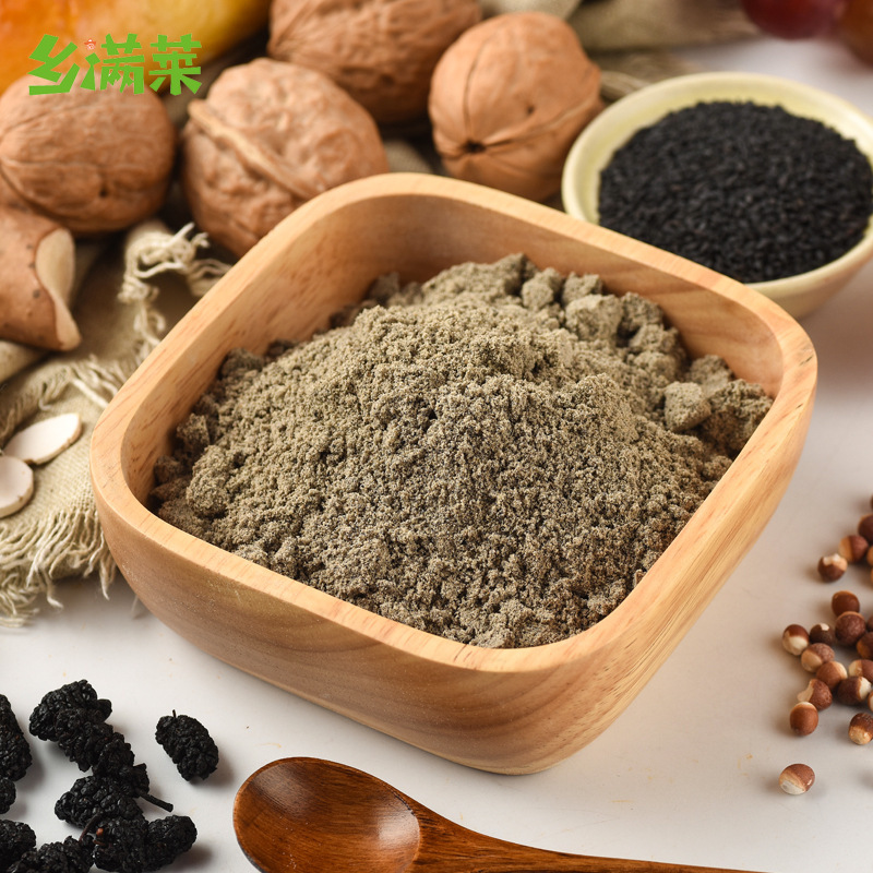 Black Sesame, Walnut, Mulberry, Black Bean Powder, Sesame Paste, Whole Grain Meal Replacement Powder, One-Piece Drop-Shipping Food Wholesale