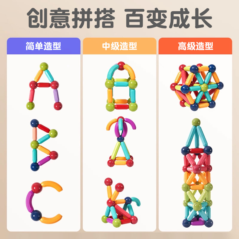 Cross-border Varied Magnetic Stick Children's Educational Assembled Big Particle Building Blocks Early Education Boys and Girls Magnet Magnetic Toys