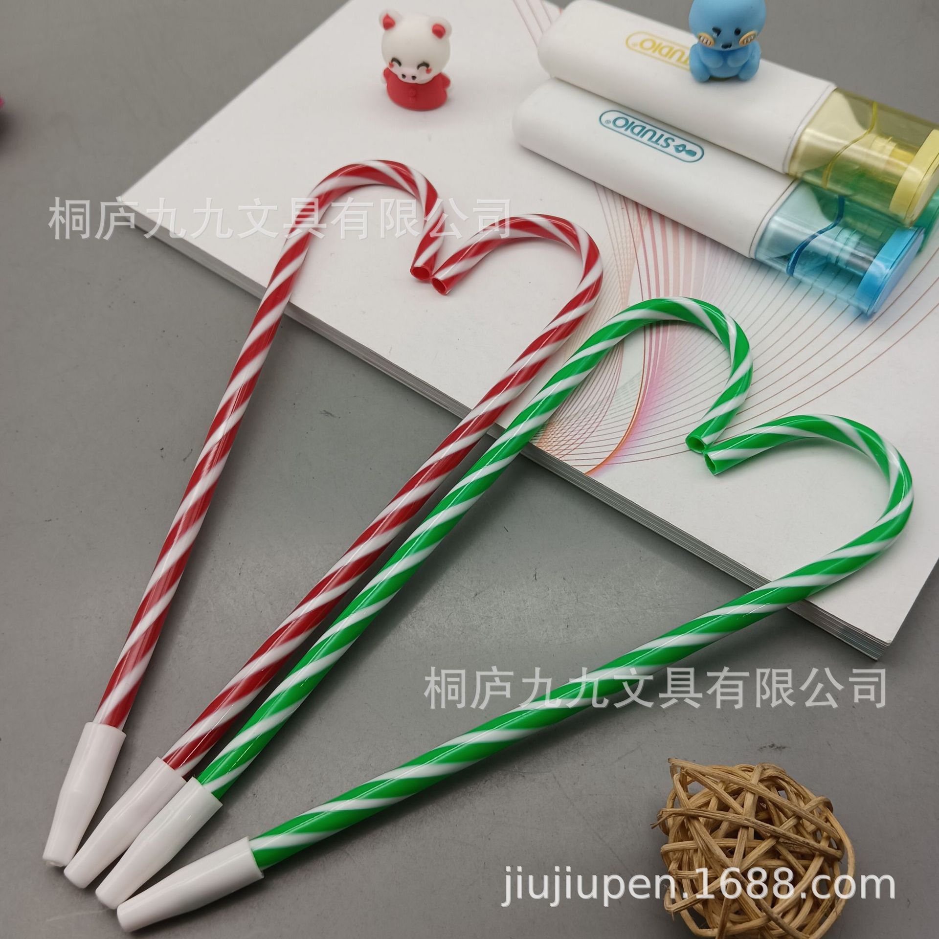 Оптовая рождественская ручка в форме костыля с фиксированной упаковкой логотипа для подарков на праздники