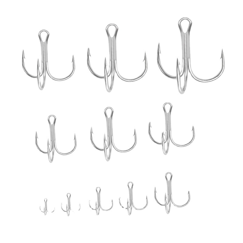 Weihe Sports 4 # 6 # 8 # 10 # 12 # Barbed White Nickel Triple Anchor Hook Triple Hook Fish Hook High Carbon Steel Fish Hook Wholesale