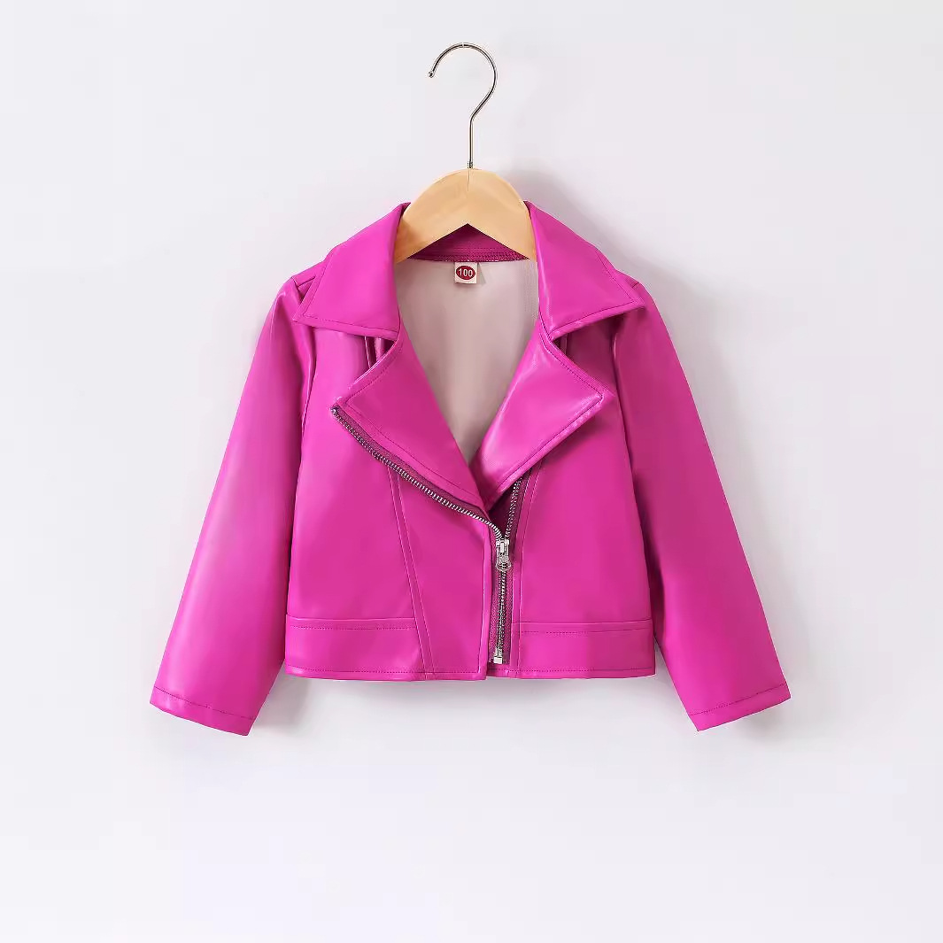 Cross-border foreign trade children's clothing 2024 autumn and winter children's British style European and American leather coat cycling pu girls' jacket leather clothing