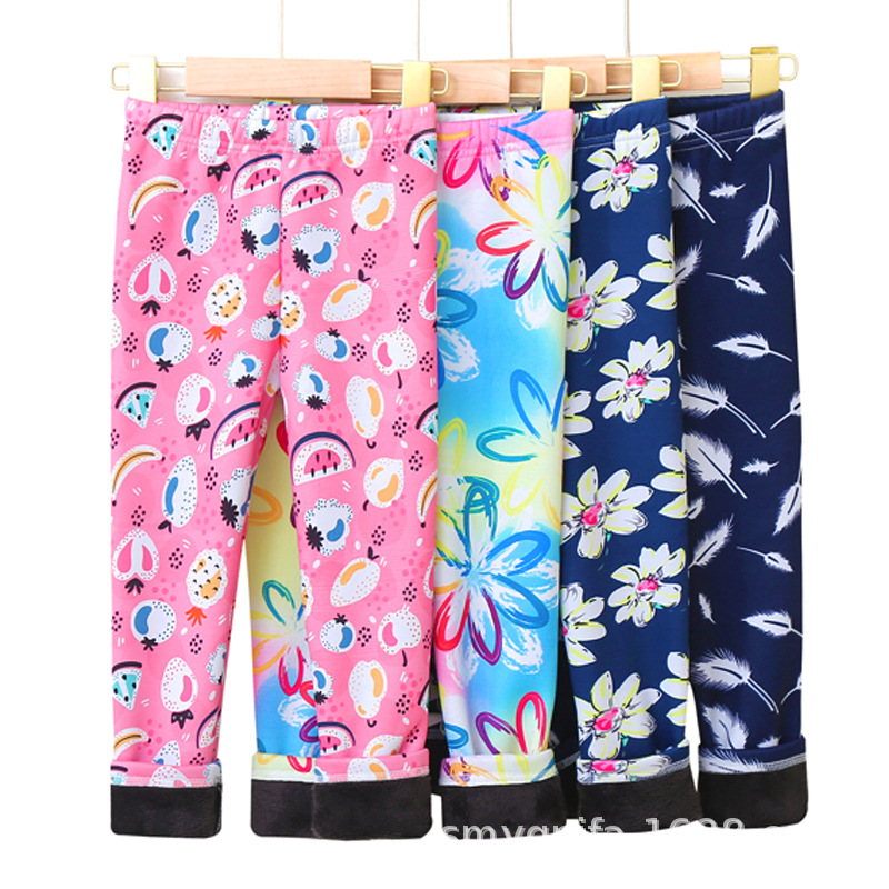 New Girls' Fleece-lined Leggings Thin Fleece Spring and Autumn Outer Wear Children's Milk Silk Trousers Children's Warm Autumn Pants