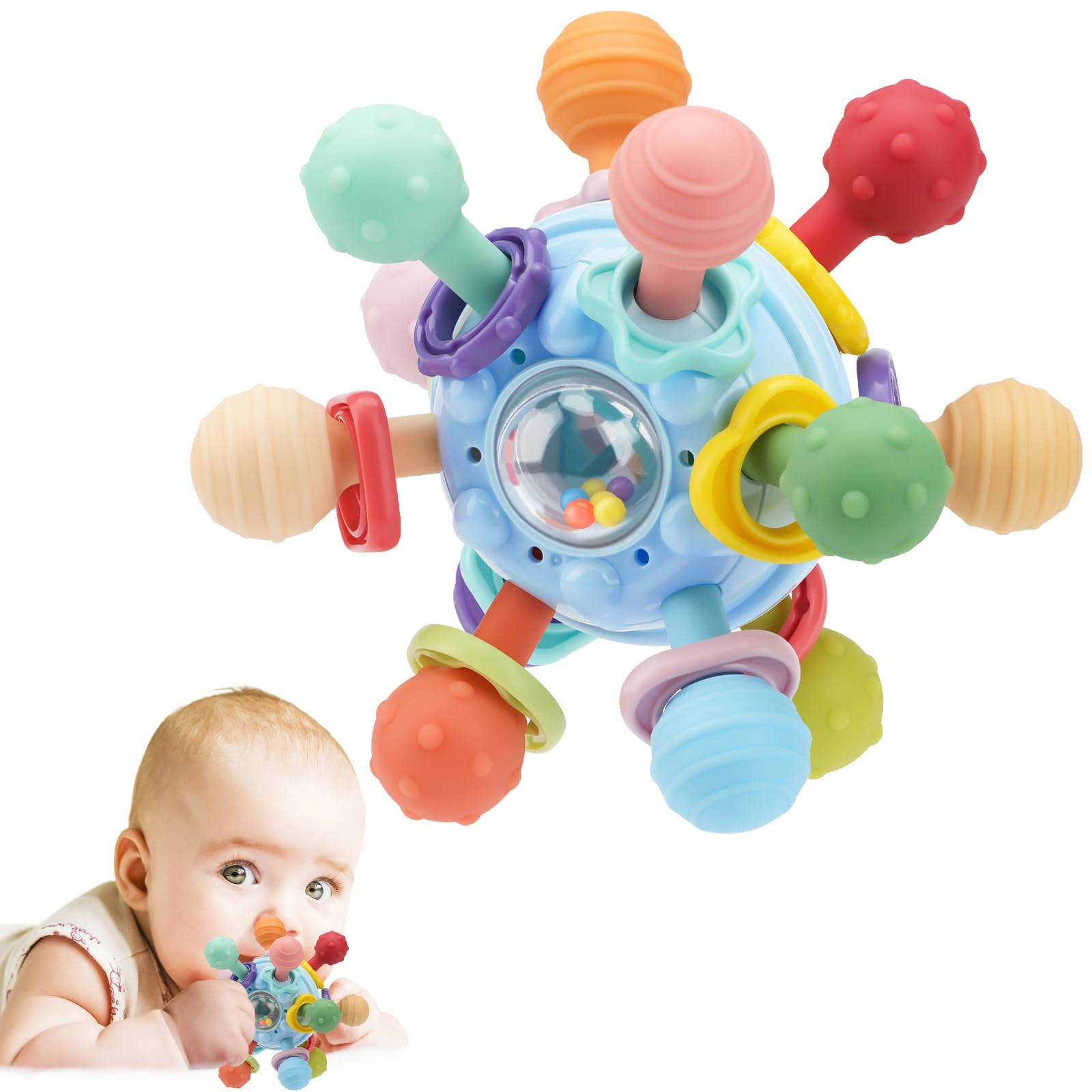 Cross-border New Product Infant Montessori Silicone Bite Lara Grip Sensory Fun Hand Grab Ball Toy