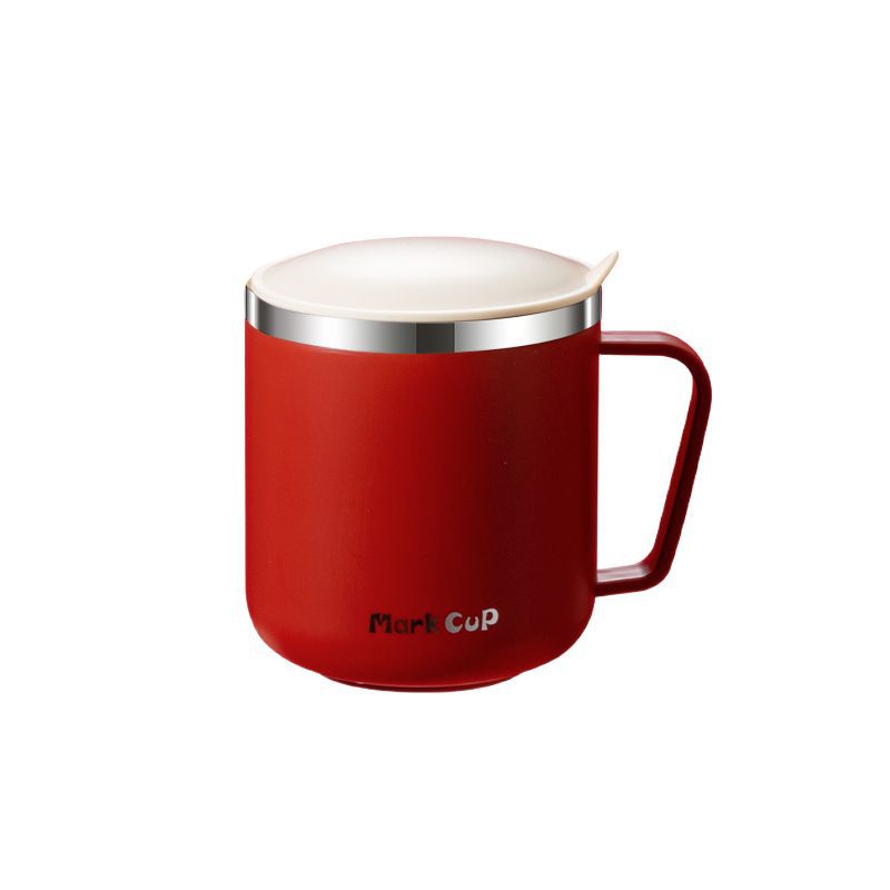 304 Stainless Steel Water Cup with Lid Double Layer Heat Insulation Sealed Leak Proof Office Tea Cup Promotional Gift Student Mouth Cup