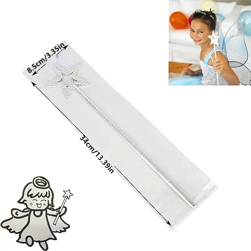 Factory direct silver five-pointed star plastic magic wand girl princess angel magic wand children's holiday birthday gift