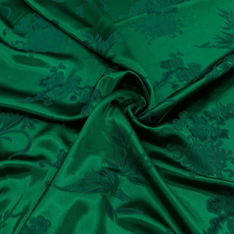 Four Gentlemen Plum Orchid Bamboo Chrysanthemum Stretch Silk Crown Music Crepe Embossed Jacquard Fabric Artistic Style Cheongsam Hanfu Fabric