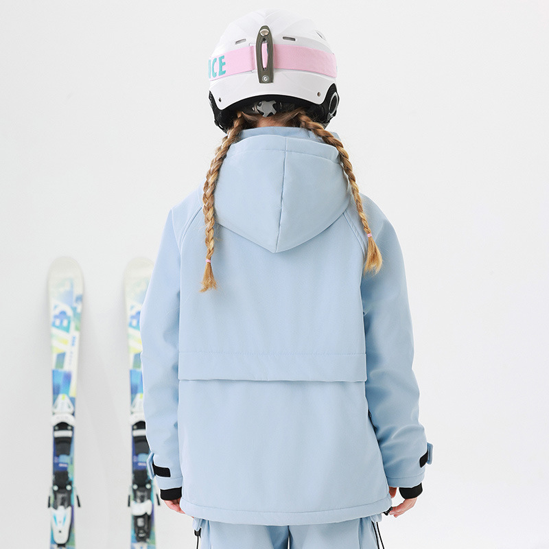 Boys and girls single and double board soft shell children's ski clothing warm waterproof coat outdoor equipment graphene padded cotton-padded jacket
