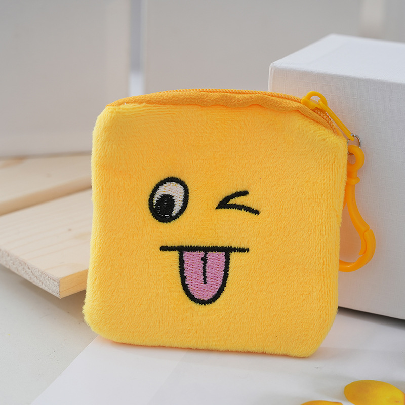 Creative Expression Pattern Expression Zipper Cute Universal Embroidered Change Seat Cartoon Cute Cartoon Small Bag Smiley Face Bag