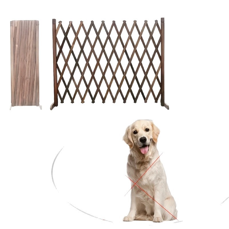 Anticorrosive Wood Telescopic Fence Indoor Dog and Cat Pet Partition Yard Gate Fence Balcony Anticorrosive Wood Fence
