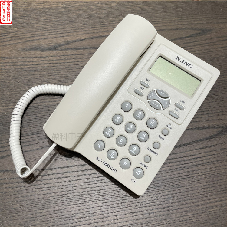 Factory direct kx-887CID English foreign trade telephone caller ID Home Office free battery Black