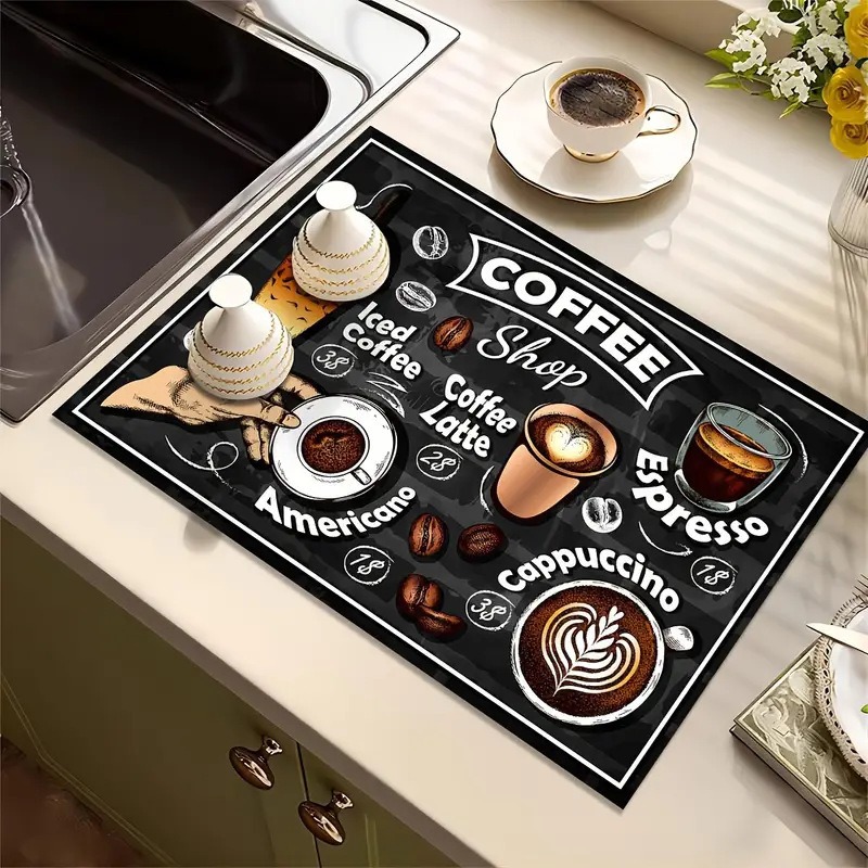 Amazon American Kitchen Drain Mat Absorbent Quick-Drying Placemat Table Mat Bowl and Chopsticks Drying Mat Bar Coffee Mat Ready Stock