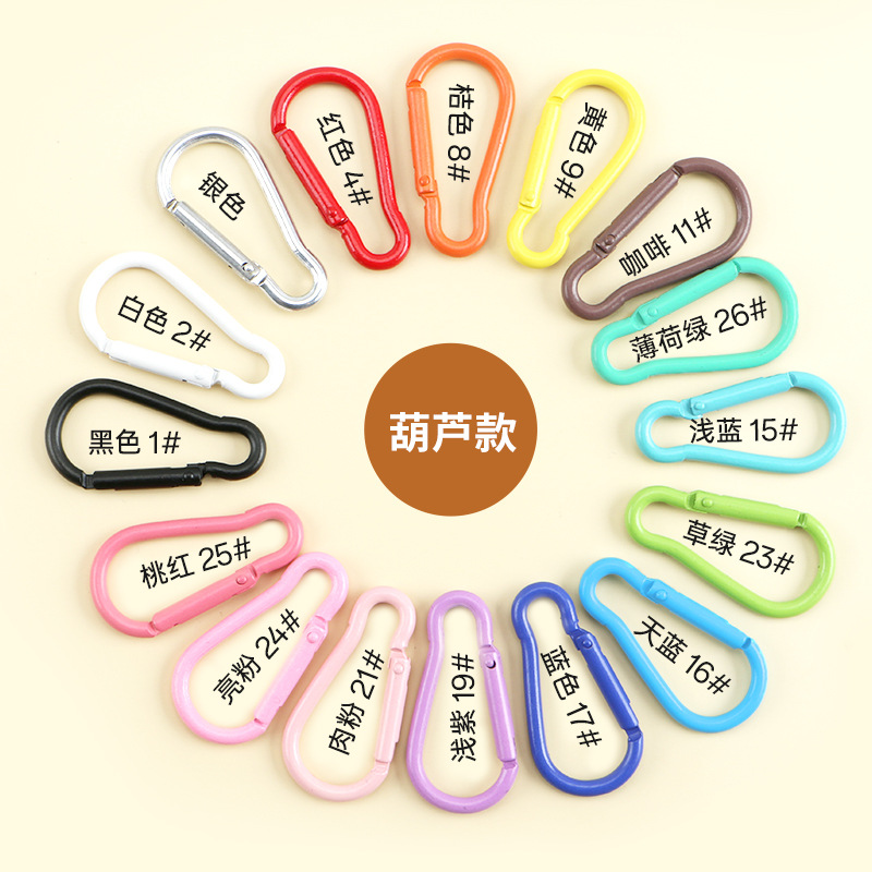Factory wholesale color alloy quick-hanging buckle paint macaron yellow keychain gourd-shaped D-shaped carabiner