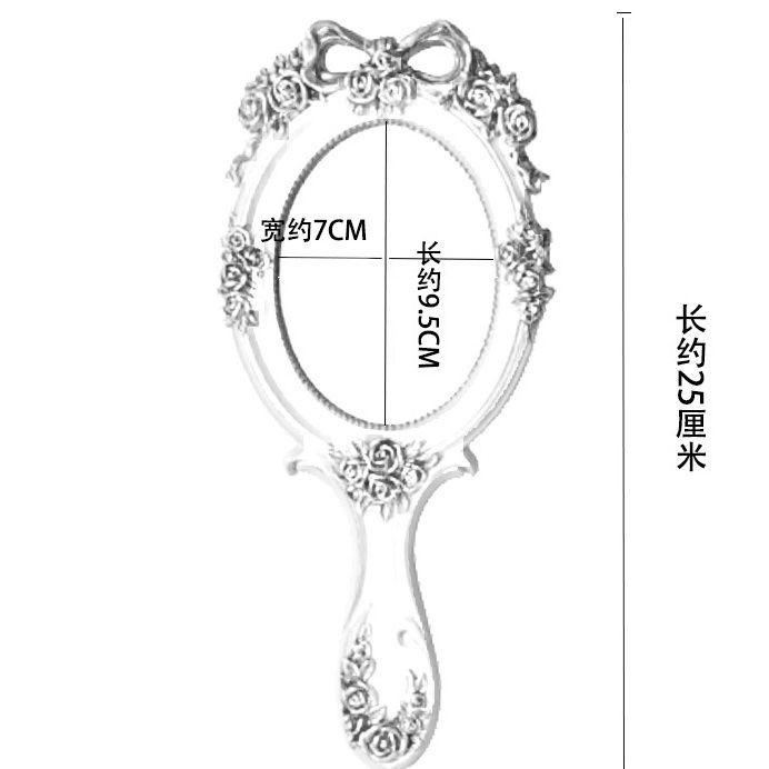 Baroque Retro Makeup Mirror Princess Mirror Beauty Salon Makeup Mirror Portable Handle Makeup Mirror Single-sided Student Mirror