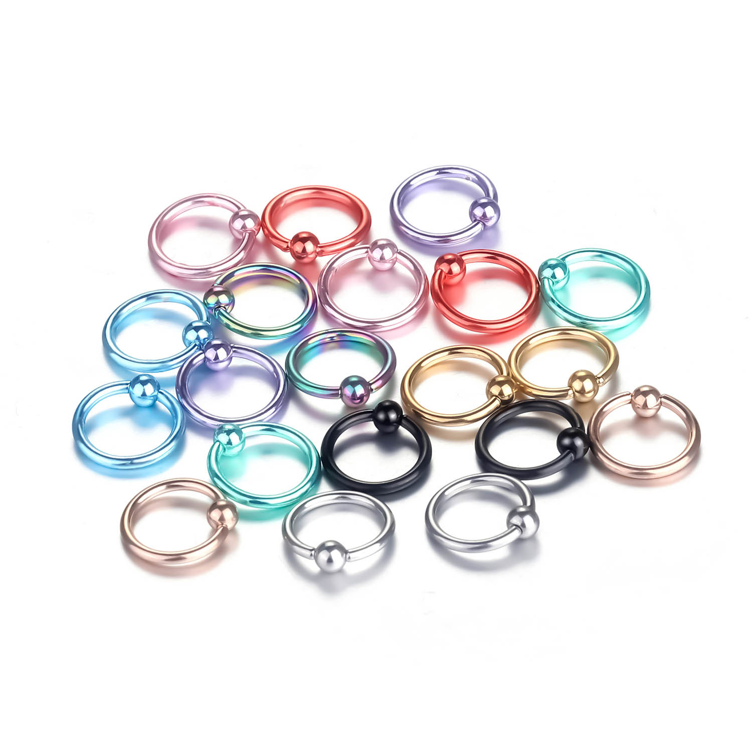Nose ring eyebrow ring clip ball BCR multi-purpose ring lip ring body piercing jewelry clip ball circle European and American fashion jewelry